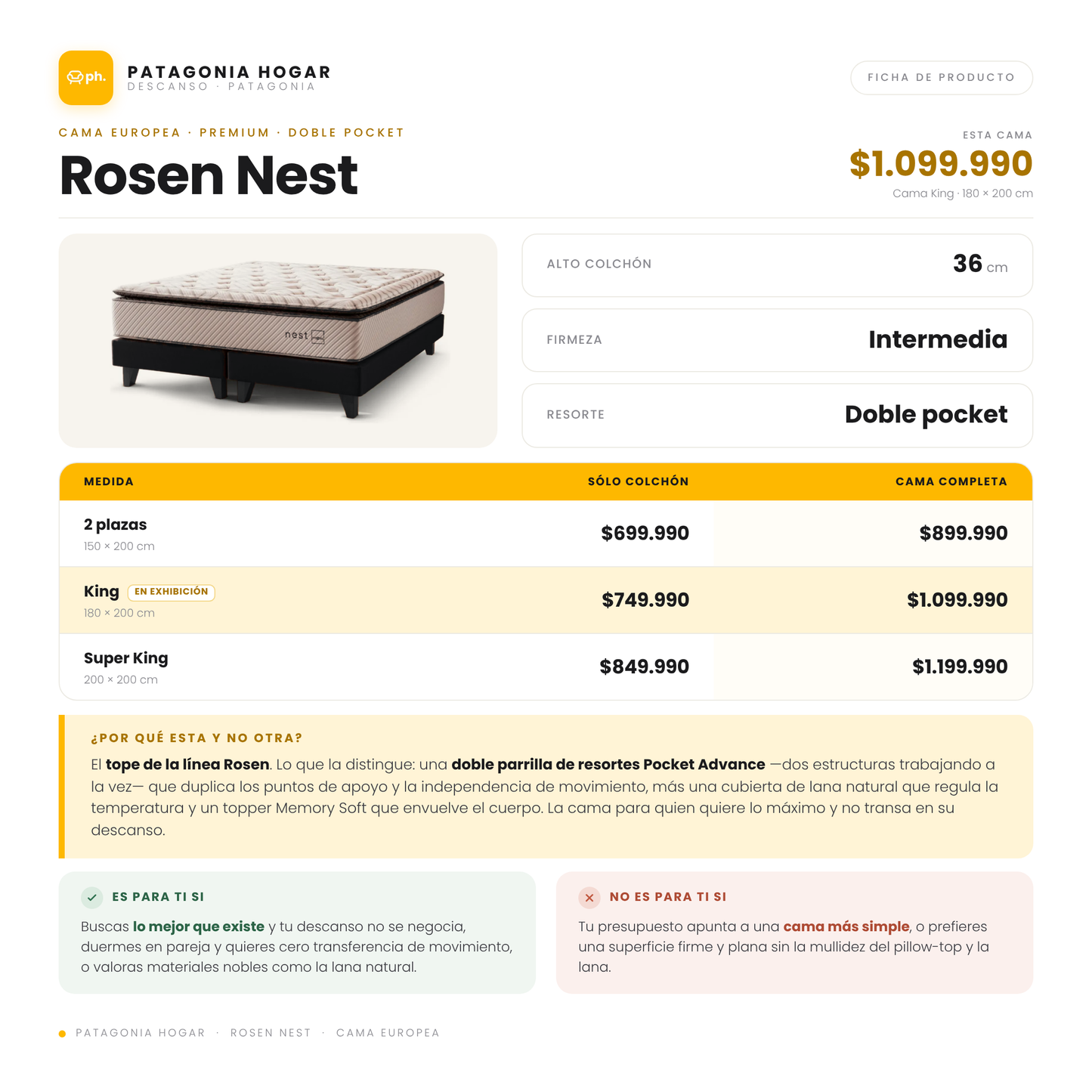 Rosen Nest Cama Europea
